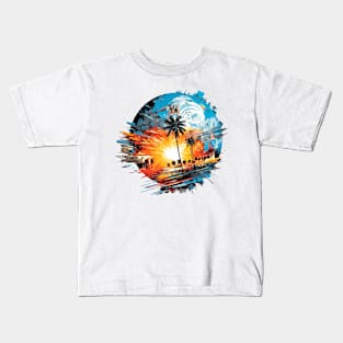 Landscape Tropical Vacation Relaxing Abstract Kids T-Shirt